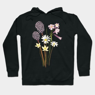 Wildflower bouquet on black Hoodie